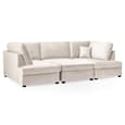 Caronia Plush Velvet U Shaped Corner Sofa In Beige