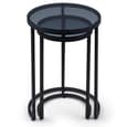 Casper Round Smoked Glass Nest Of 2 Tables With Black Frame
