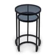 Casper Round Smoked Glass Nest Of 2 Tables With Black Frame