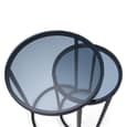 Casper Round Smoked Glass Nest Of 2 Tables With Black Frame