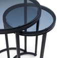 Casper Round Smoked Glass Nest Of 2 Tables With Black Frame
