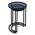 Casper Round Smoked Glass Nest Of 2 Tables With Black Frame