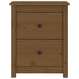 Chael Pine Wood Bedside Cabinet With 2 Drawers In Honey Brown