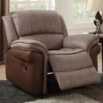 Claton Faux Leather Fabric Recliner Sofa Suite In Taupe And Tan
