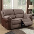 Claton Faux Leather Fabric Recliner Sofa Suite In Taupe And Tan