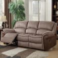 Claton Faux Leather Fabric Recliner Sofa Suite In Taupe And Tan