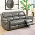 Claton Faux Leather Recliner 3+2 Seater Sofa Set In Grey