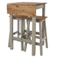 Consett Wooden Drop Leaf Breakfast Table 2 High Stools In Grey Oak
