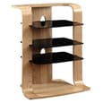 Curved HI-FI Stand In Oak Veneer With Glass Shelves