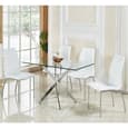 Opal White Faux Leather Dining Chair With Chrome Legs In Pair