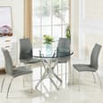 Opal Grey Faux Leather Dining Chair With Chrome Legs In Pair