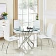 Opal White Faux Leather Dining Chair With Chrome Legs In Pair