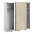 Dcap Wooden Large Wardrobe With 2 Sliding Doors In White Oak