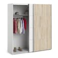 Dcap Wooden Large Wardrobe With 2 Sliding Doors In White Oak