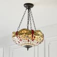 Dragonfly Beige 3 Lights Medium Inverted Pendant Light In Bronze