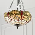 Dragonfly Beige 3 Lights Medium Inverted Pendant Light In Bronze