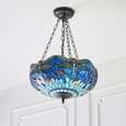 Dragonfly Blue 3 Lights Medium Inverted Pendant Light In Bronze