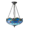 Dragonfly Blue 3 Lights Medium Inverted Pendant Light In Bronze