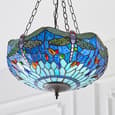 Dragonfly Blue 3 Lights Medium Inverted Pendant Light In Bronze