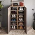 Flint Narrow Wooden Shoe Cabinet 2 Doors In Bronze Mercure Oak