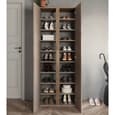 Flint Tall Wooden Shoe Cabinet 2 Doors In Bronze Mercure Oak