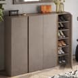 Flint Wide Wooden Shoe Cabinet With 4 Doors In Bronze Mercure Oak