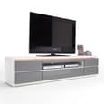 Frame High Gloss TV Stand In White And Grey With LED