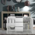 Hanmer White Gloss Sideboard With 2 Doors 3 Drawers In Pewter