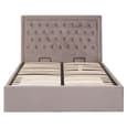 Hannata Velvet Storage Ottoman Double Bed In Brushed Steel