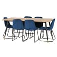Hanover Oak Wooden Dining Table With 6 Lyster Blue Chairs