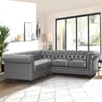 Hertford Chesterfield Faux Leather Corner Sofa In Vintage Grey