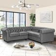 Hertford Chesterfield Faux Leather Corner Sofa In Vintage Grey