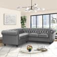 Hertford Chesterfield Faux Leather Corner Sofa In Vintage Grey