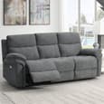 Hialeah Fabric Electric Recliner 3+1+1 Seater Sofa Set In Dark Grey