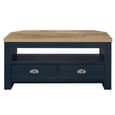 Highland Wooden Corner TV Stand With 2 Drawers In Navy Blue And Oak