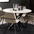 Hyeres Ceramic Round Dining Table In White Akranes