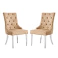Imperial Champagne Velvet Button Back Dining Chairs In Pair