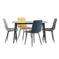 Inbar 130cm Marble Dining Table In Rebecca Grey With Black Legs