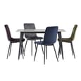 Inbar 130cm Marble Dining Table In Rebecca Grey With Black Legs