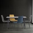 Inbar 130cm Marble Dining Table In Rebecca Grey With Black Legs