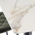 Inbar 160cm Marble Dining Table In Kass Gold With Black Legs
