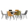 Inbar 160cm Marble Dining Table In Kass Gold With Black Legs