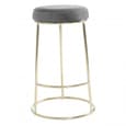 Intercrus Grey Velvet Bar Stools With Gold Frame In A Pair