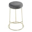 Intercrus Grey Velvet Bar Stools With Gold Frame In A Pair