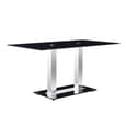 Jet Large Black Glass Dining Table With Chrome Supports