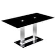 Jet Large Black Glass Dining Table With Chrome Supports