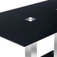Jet Large Black Glass Dining Table With Chrome Supports