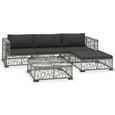 Kaley Rattan 5 Piece Garden Lounge Set With Cushions In Grey