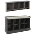 Keswick Wooden Shoe Seating Bench With Wall Coat Rack In Grey