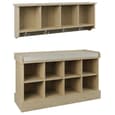 Keswick Wooden Shoe Seating Bench With Wall Coat Rack In Oak